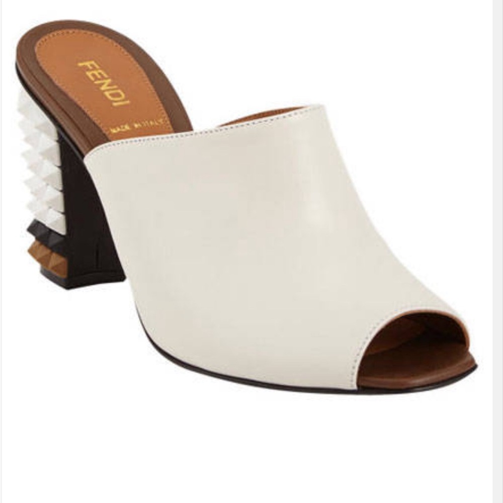 Fendi leather studded slides